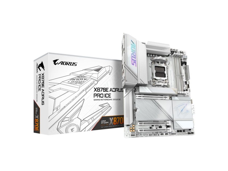 Материнская плата Gigabyte X870e Aorus Pro Ice, Socket AM5, AMD X870E, ATX, RTL Материнская плата Gigabyte X870e Aorus Pro Ice, Socket AM5, AMD X870E, ATX, RTL