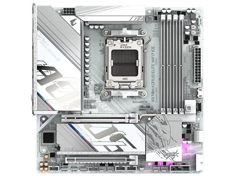 Материнская плата Gigabyte X870m Aorus Elite Wifi7 Ice, Socket AM5, AMD X870, mATX, RTL