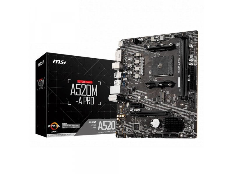 Материнская плата MSI A520M-A Pro, Socket AM4, AMD A520, mATX, RTL Материнская плата MSI A520M-A Pro, Socket AM4, AMD A520, mATX, RTL