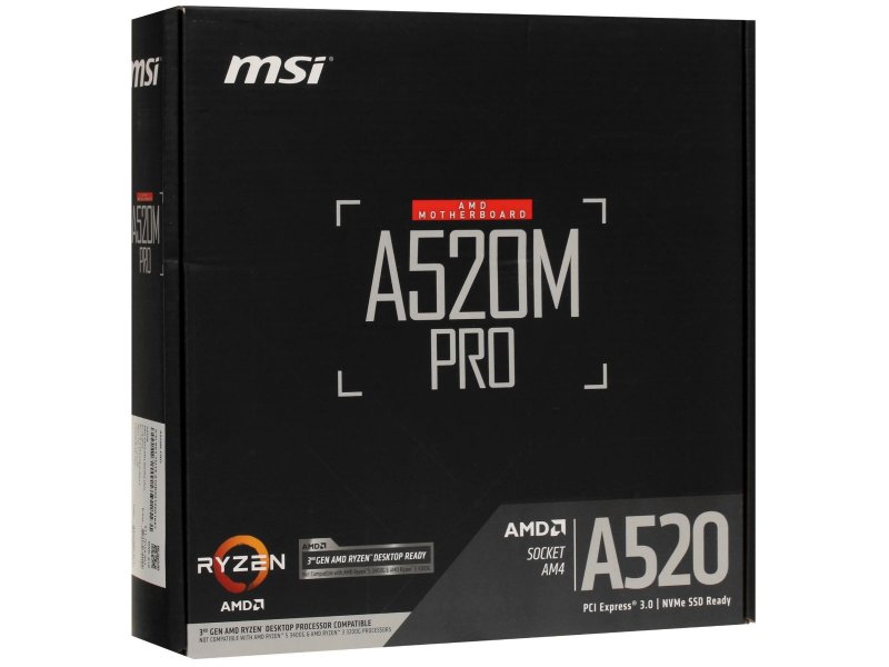 Материнская плата MSI A520M Pro, Socket AM4, AMD A520, mATX, RTL Материнская плата MSI A520M Pro, Socket AM4, AMD A520, mATX, RTL