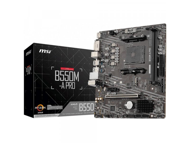 Материнская плата MSI B550M-A PRO, Socket AM4, AMD B550, mATX, RTL Материнская плата MSI B550M-A PRO, Socket AM4, AMD B550, mATX, RTL