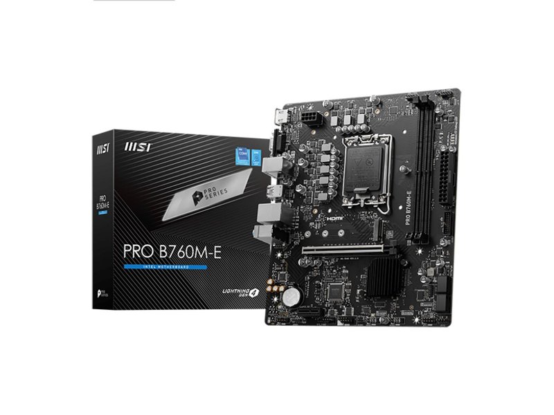 Материнская плата MSI B760M-E DDR4, Socket LGA 1700, Intel B760, mATX, RTL Материнская плата MSI B760M-E DDR4, Socket LGA 1700, Intel B760, mATX, RTL