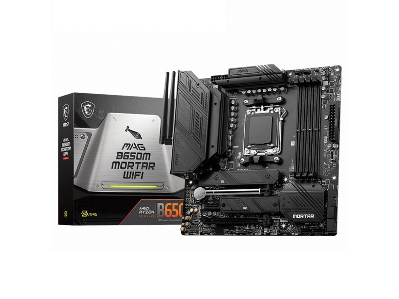 Материнская плата MSI MAG B650M Mortar Wifi, Socket AM5, AMD B650, mATX, RTL Материнская плата MSI MAG B650M Mortar Wifi, Socket AM5, AMD B650, mATX, RTL