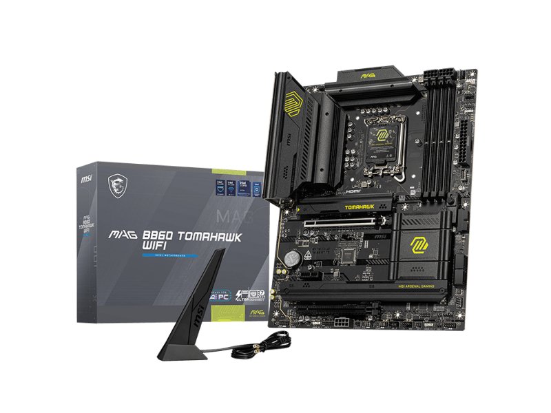 Материнская плата MSI MAG B860 Tomahawk Wifi B860, Socket LGA 1851, Intel B860, ATX, RTL Материнская плата MSI MAG B860 Tomahawk Wifi B860, Socket LGA 1851, Intel B860, ATX, RTL