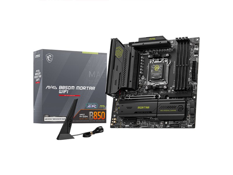 Материнская плата MSI MAG Mortar Wifi, Socket AM5, AMD B850, mATX, RTL Материнская плата MSI MAG Mortar Wifi, Socket AM5, AMD B850, mATX, RTL