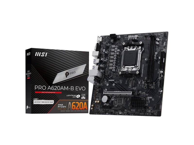Материнская плата MSI Pro A620AM-B Evo, Socket AM5, AMD A620A, mATX, RTL Материнская плата MSI Pro A620AM-B Evo, Socket AM5, AMD A620A, mATX, RTL