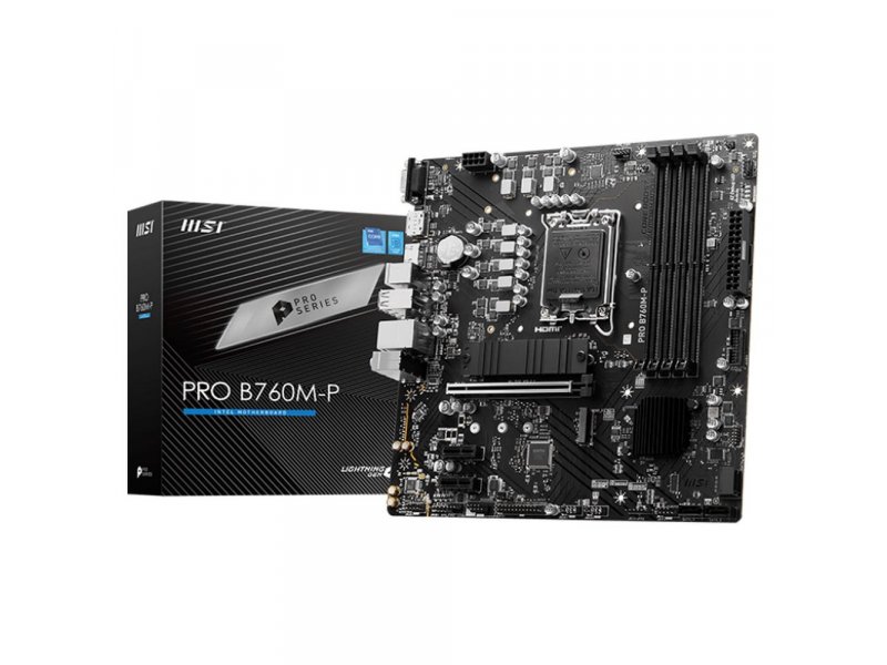 Материнская плата MSI Pro B760M-P, Socket LGA 1700, Intel B760, mATX, RTL Материнская плата MSI Pro B760M-P, Socket LGA 1700, Intel B760, mATX, RTL