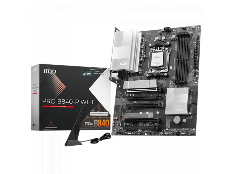 Материнская плата MSI PRO B840-P WIFI, Socket AM5, AMD B840, ATX, RTL Материнская плата MSI PRO B840-P WIFI, Socket AM5, AMD B840, ATX, RTL
