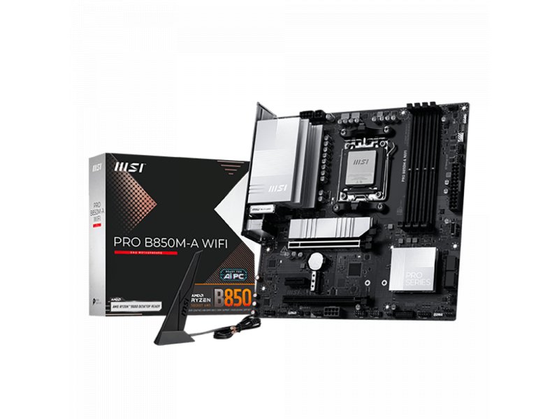 Материнская плата MSI PRO B850m-a Wifi, Socket AM5, AMD B850, mATX, RTL Материнская плата MSI PRO B850m-a Wifi, Socket AM5, AMD B850, mATX, RTL