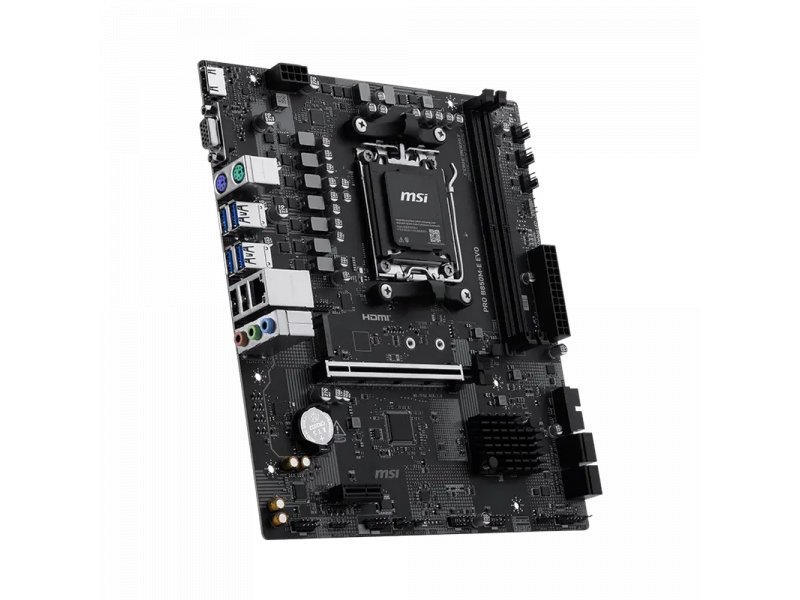 Материнская плата MSI Pro B850M-E Evo, Socket AM5, AMD B850, mATX, RTL Материнская плата MSI Pro B850M-E Evo, Socket AM5, AMD B850, mATX, RTL