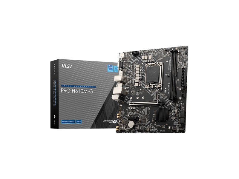 Материнская плата MSI Pro H610M-G, Socket LGA 1700, Intel H610, mATX, RTL Материнская плата MSI Pro H610M-G, Socket LGA 1700, Intel H610, mATX, RTL