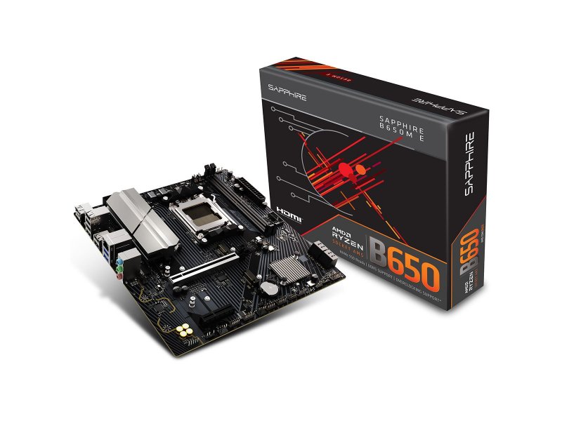 Материнская плата Sapphire B650M-E, Socket AM5, AMD B650, mATX, RTL [52112-04-40G]