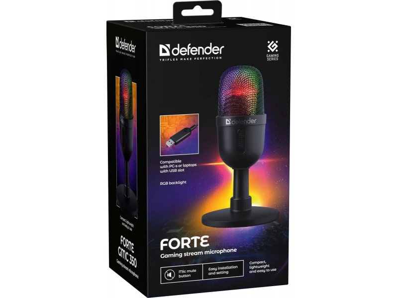 Микрофон Defender Forte GMC 350 темно-серый Микрофон Defender Forte GMC 350 темно-серый