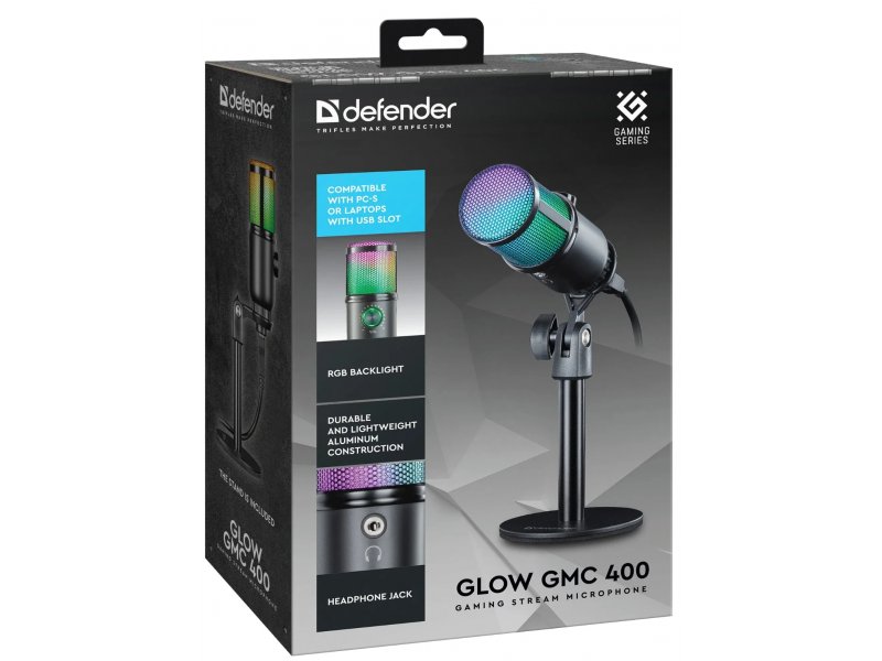 Микрофон Defender Glow GMC 400 черный Микрофон Defender Glow GMC 400 черный