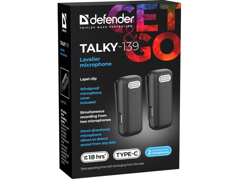 Микрофон Defender Talky-139 wrls черный Микрофон Defender Talky-139 wrls черный