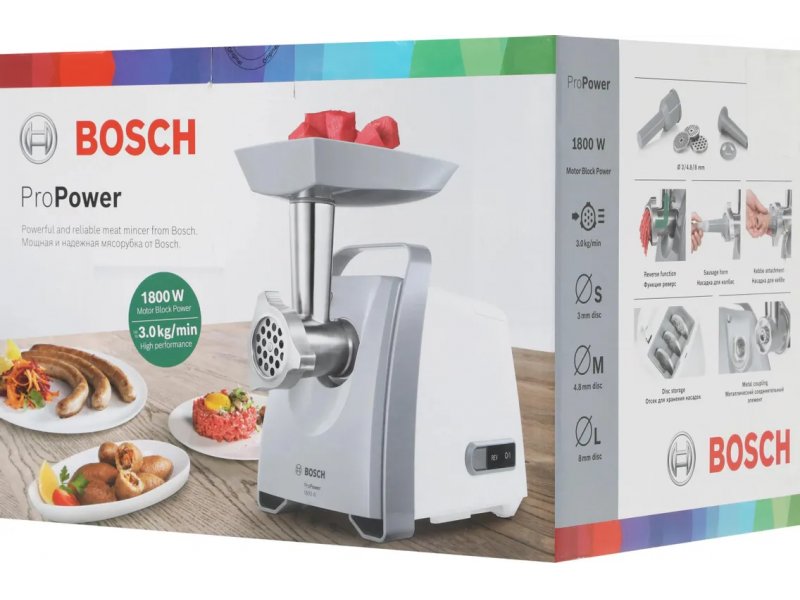 Мясорубка Bosch ProPower MFW66020 белый/серый