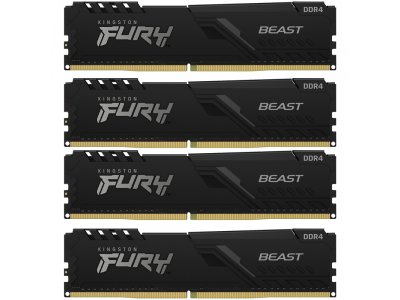 Оперативная память Kingston Fury Beast Black Gaming Memory KF432C16BBK4/128, DDR4 4х 128ГБ 3200 МГц, DIMM, RTL