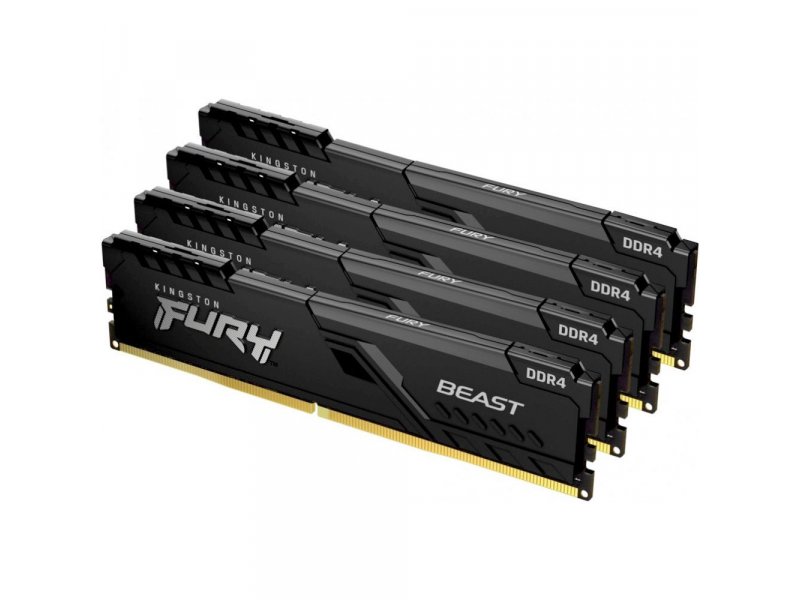 Оперативная память Kingston Fury Beast Black KF432C16BBK4/32, DDR4 4х 32ГБ 3200 МГц, DIMM, RTL