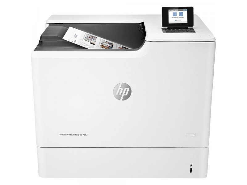 HP Color LaserJet Enterprise M652dn белый &mdash; фронтальный вид корпоративного лазерного принтера