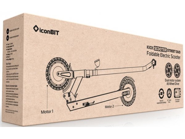 Электросамокат IconBIT KickScooter Street DUO, черный