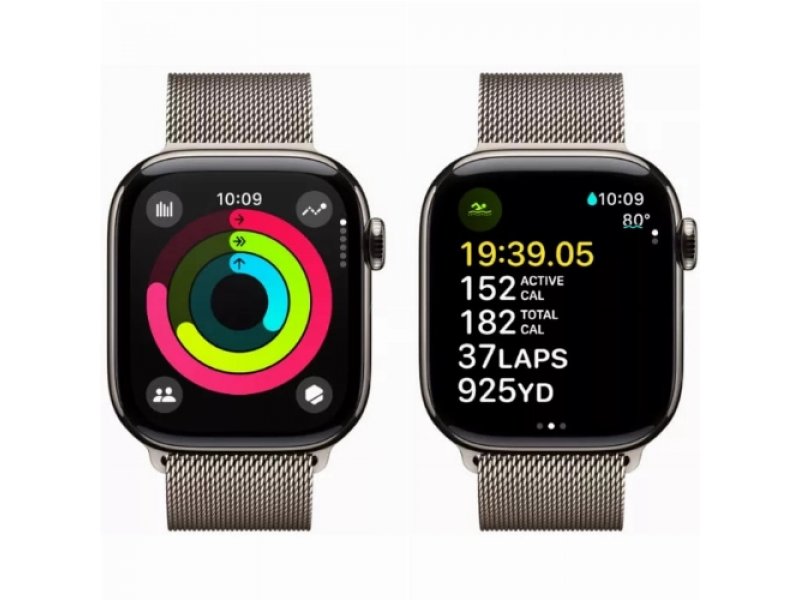 Умные часы Apple Watch Series 10 GPS + Cellular, 42mm Natural Titanium Case with Natural Milanese Loop