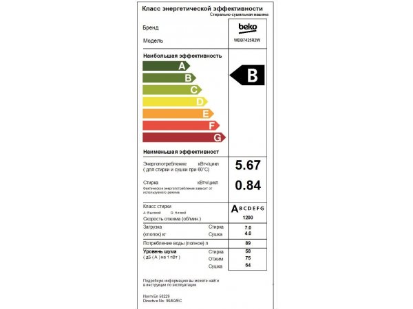 Стиральная машина с сушкой Beko WDB7425R2W