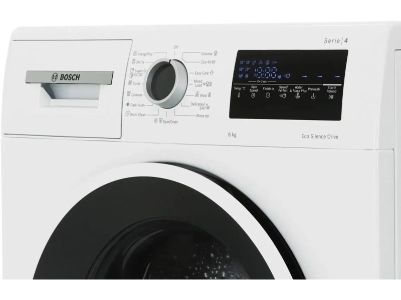 Bosch WAN28201ME верхняя панель с лотком для порошка и надписью EcoSilence Drive — инверторный двигатель серии
