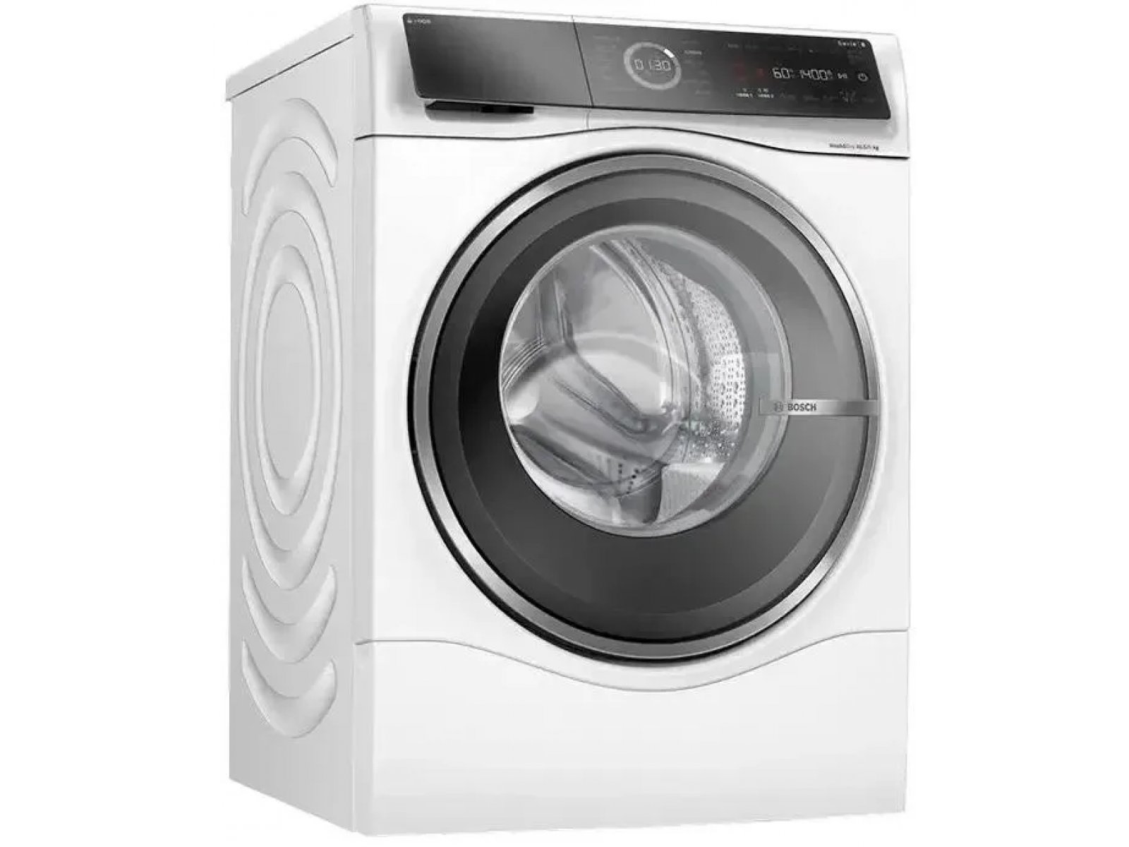 Bosch WNC254A0ME вид под углом белый корпус округлые формы дизайн Serie 8