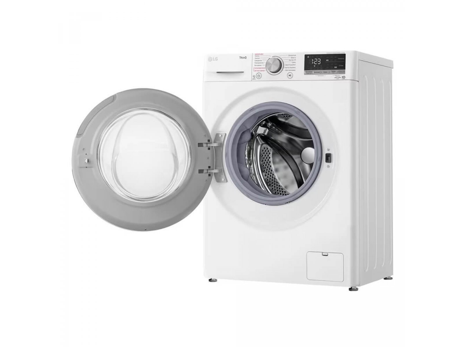 LG F2V5HG0W открытая дверца — люк диаметром 35 см, вид внутреннего пространства барабана