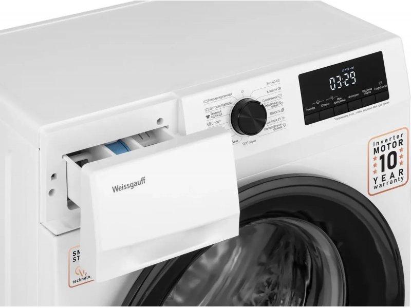 Стиральная машина узкая Weissgauff WM 4657 Inverter Steam