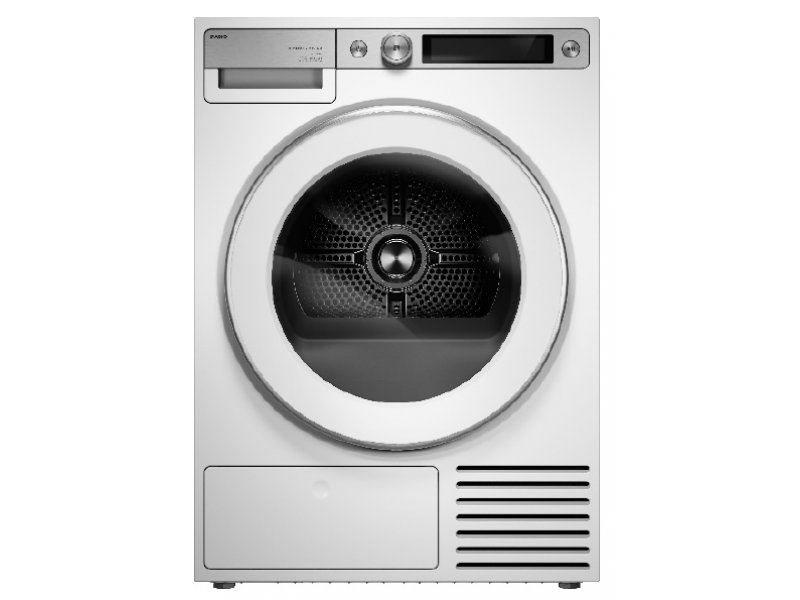 Asko T710HUXLW.P вид спереди — белый корпус, круглый люк, TFT-дисплей и панель управления