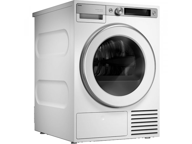 Asko T710HUXLW.P вид сбоку — тонкий профиль белого корпуса серии Style