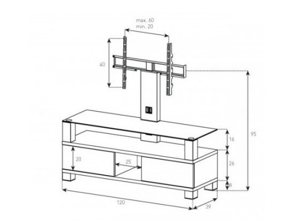 Тумба под ТВ Sonorous LBA 1123-HBLK-BLK VIC Тумба под ТВ Sonorous LBA 1123-HBLK-BLK VIC