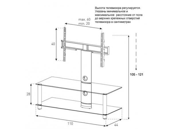Тумба под ТВ Sonorous NEO 110 C SLV Тумба под ТВ Sonorous NEO 110 C SLV