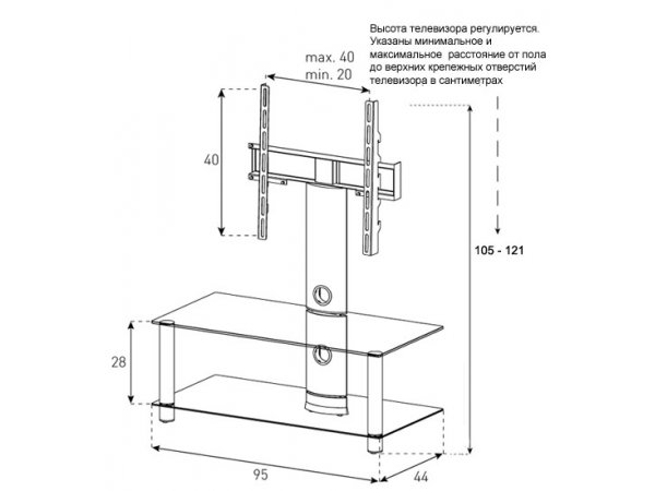 Тумба под ТВ Sonorous NEO 95 B SLV Тумба под ТВ Sonorous NEO 95 B SLV