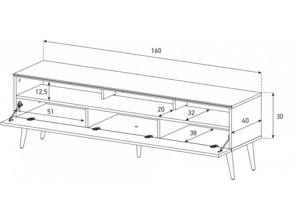 Тумба под ТВ Sonorous VL 1600 BLK BLK RTR