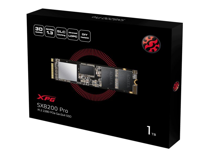 SSD накопитель ADATA XPG SX8200 Pro 1ТБ, M.2 2280, PCIe 3.0 x4, NVMe [ASX8200PNP-1TT-C]