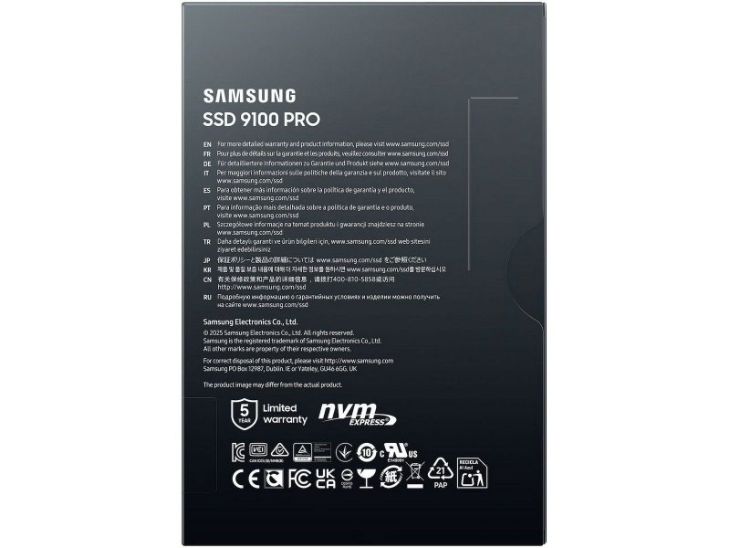 SSD накопитель Samsung 9100 PRO Black 8ТБ, M.2 2280, PCIe 5.0 x4, NVMe [MZ-VAP8T0BW]