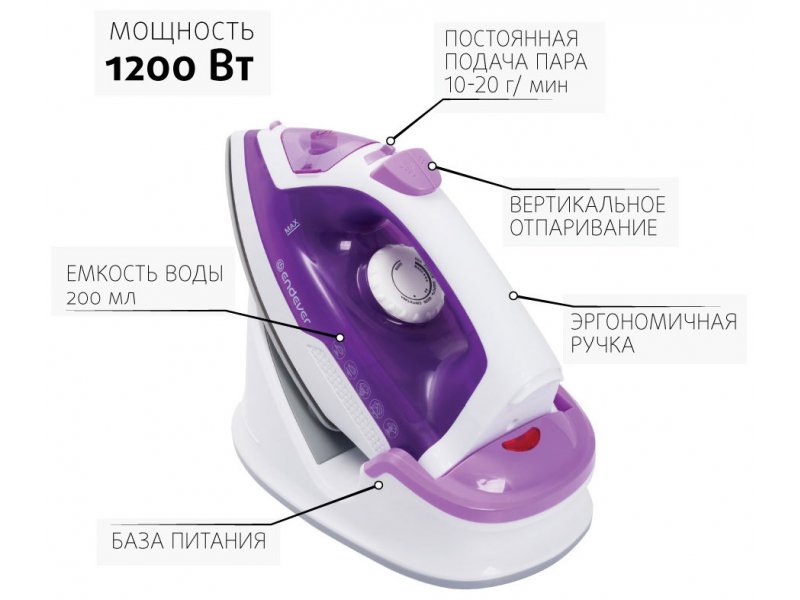 Утюг Endever Delta 120 фиолетовый