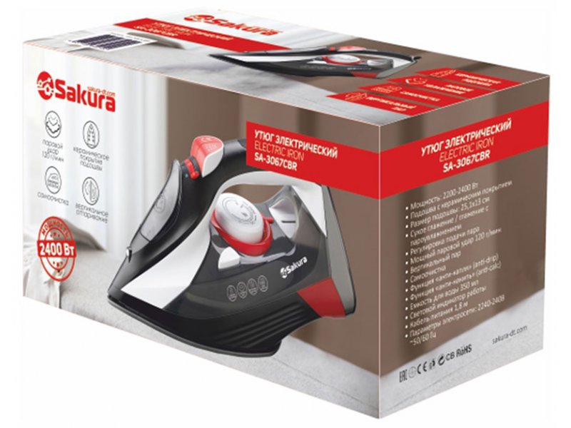 Утюг Sakura SA-3067CBR черный Утюг Sakura SA-3067CBR черный
