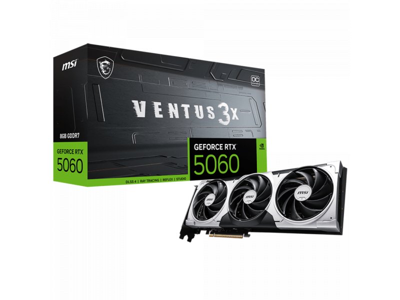 Видеокарта MSI Nvidia GeForce RTX 5060 VENTUS 3X [RTX 5060 8G VENTUS 3X OC]