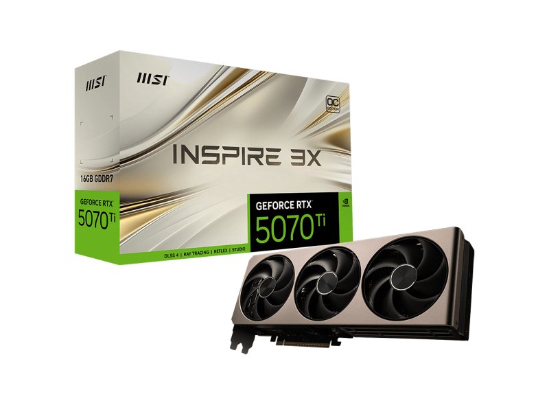 Видеокарта MSI Nvidia GeForce RTX 5070 Ti [RTX 5070 Ti 16G INSPIRE 3X OC]
