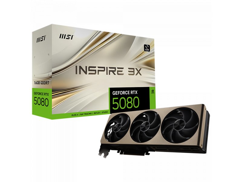 Видеокарта MSI Nvidia GeForce RTX 5080 [RTX 5080 16G INSPIRE 3X]
