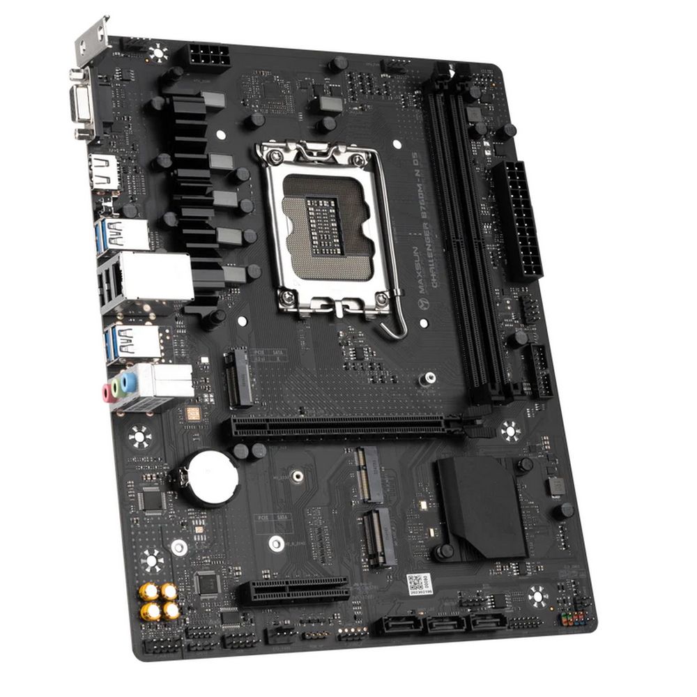 Maxsun B760M-N D5 материнская плата — слоты памяти DDR5, разъёмы M.2, порты задней панели