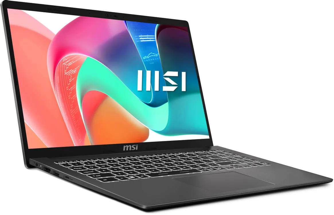 MSI Modern 15 F1MG-1072XRU IPS-экран с открытым тестовым изображением — угол обзора и яркость