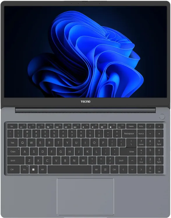 Tecno MegaBook K15SDA клавиатура с подсветкой нумпад тачпад вид сверху
