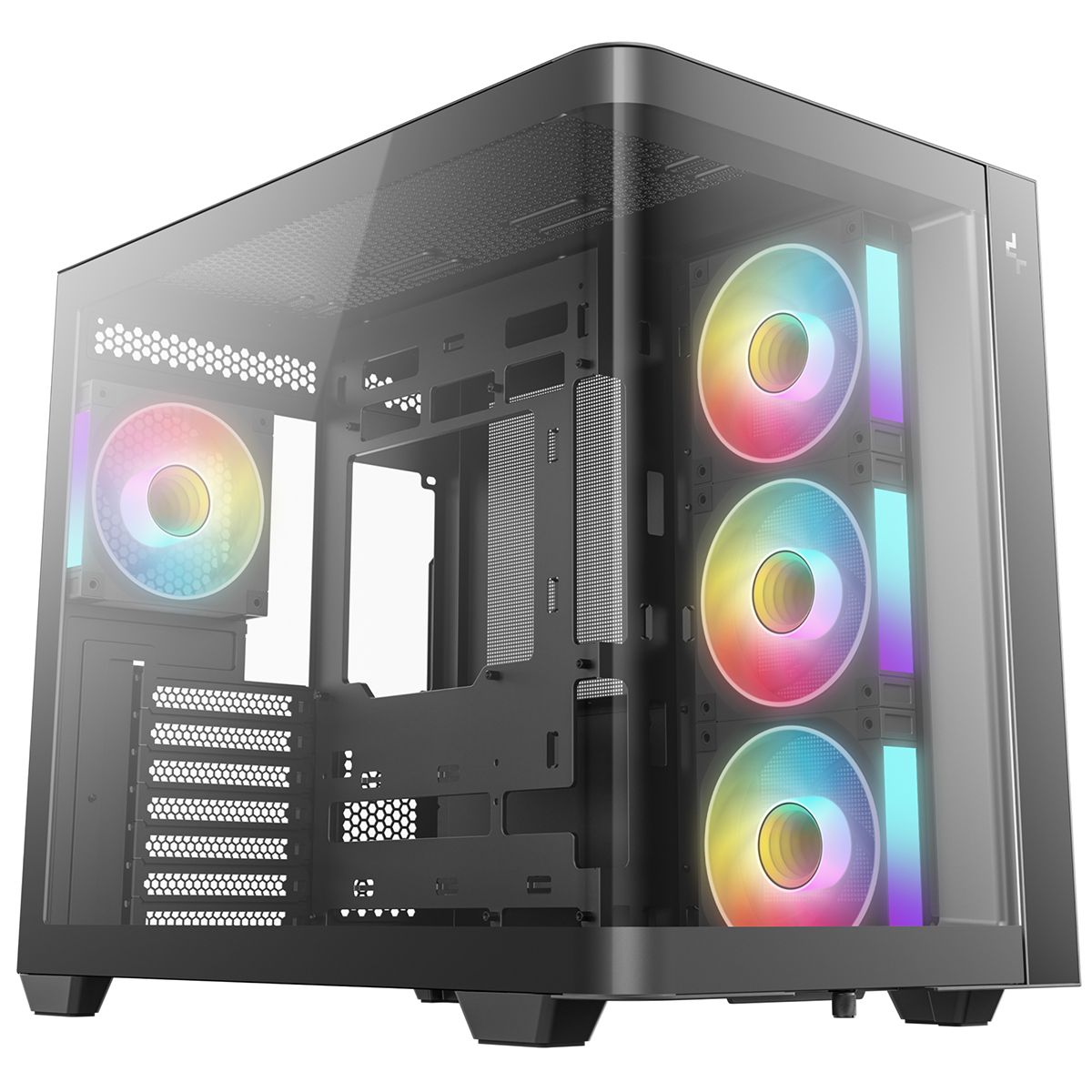 Deepcool CG530U 4F вид спереди ARGB-подсветка три вентилятора на передней панели