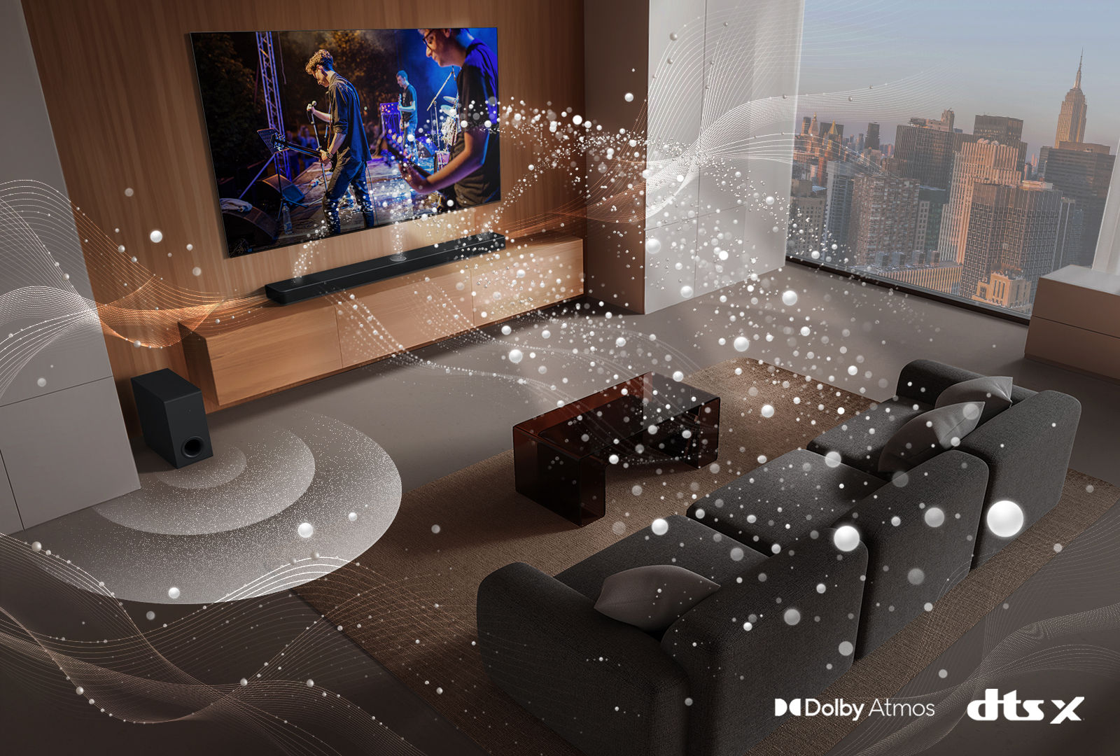 LG S90TY 5.1.3 канала с задними динамиками — Dolby Atmos и DTS:X в гостиной