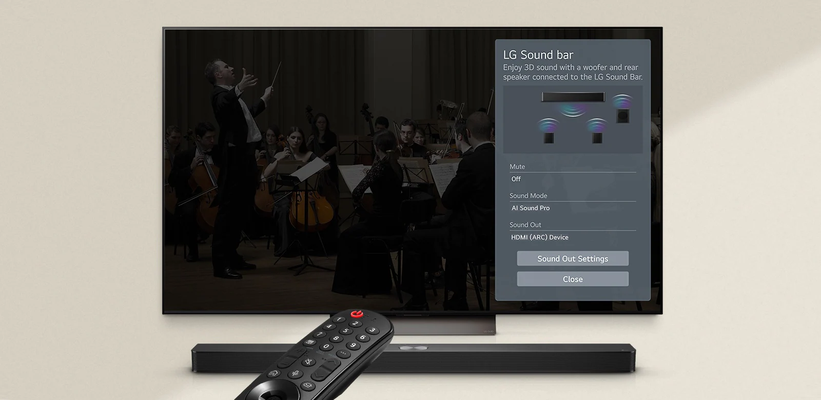 LG S90TY WOW-интерфейс управления через телевизор LG — смена режимов звука
