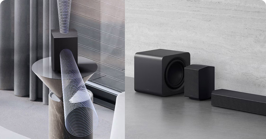 Комплектация Samsung HW-Q990F — тыловые беспроводные колонки, сабвуфер и звуковая панель
